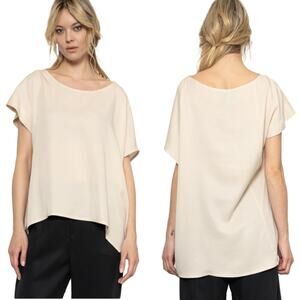 Lotus Eaters Cream Tencel Top Asymmetrical Sleeves Sz XXL Boxy Oversized